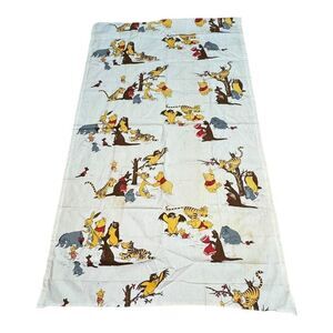 Vintage Disney Fabric Winnie The Pooh & Friends 1970s Twin Flat Sheet 42x72 READ